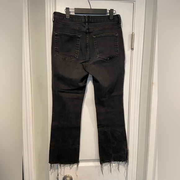 Everlane Size 30 Black Zip Up Stretch Cotton Denim Jeans Raw Hem Copped - Picture 6 of 13